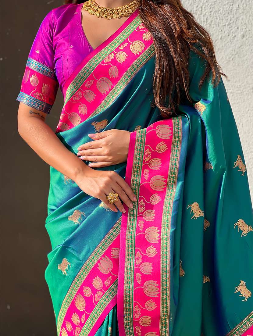 women self design paithani saree with blouse - 22571759 -  Standard Image - 4