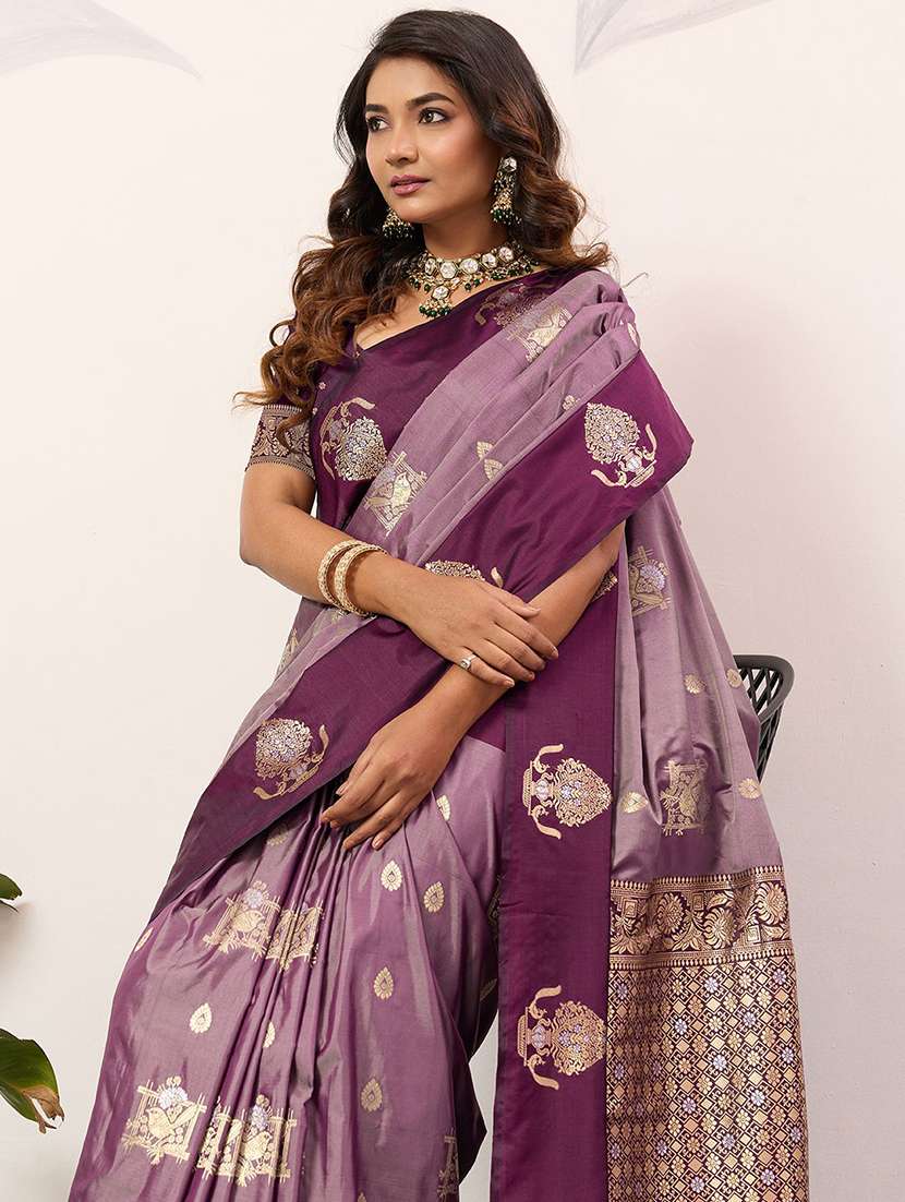 Women Self Design Banarasi Saree With Blouse - 22571785 -  Standard Image - 1