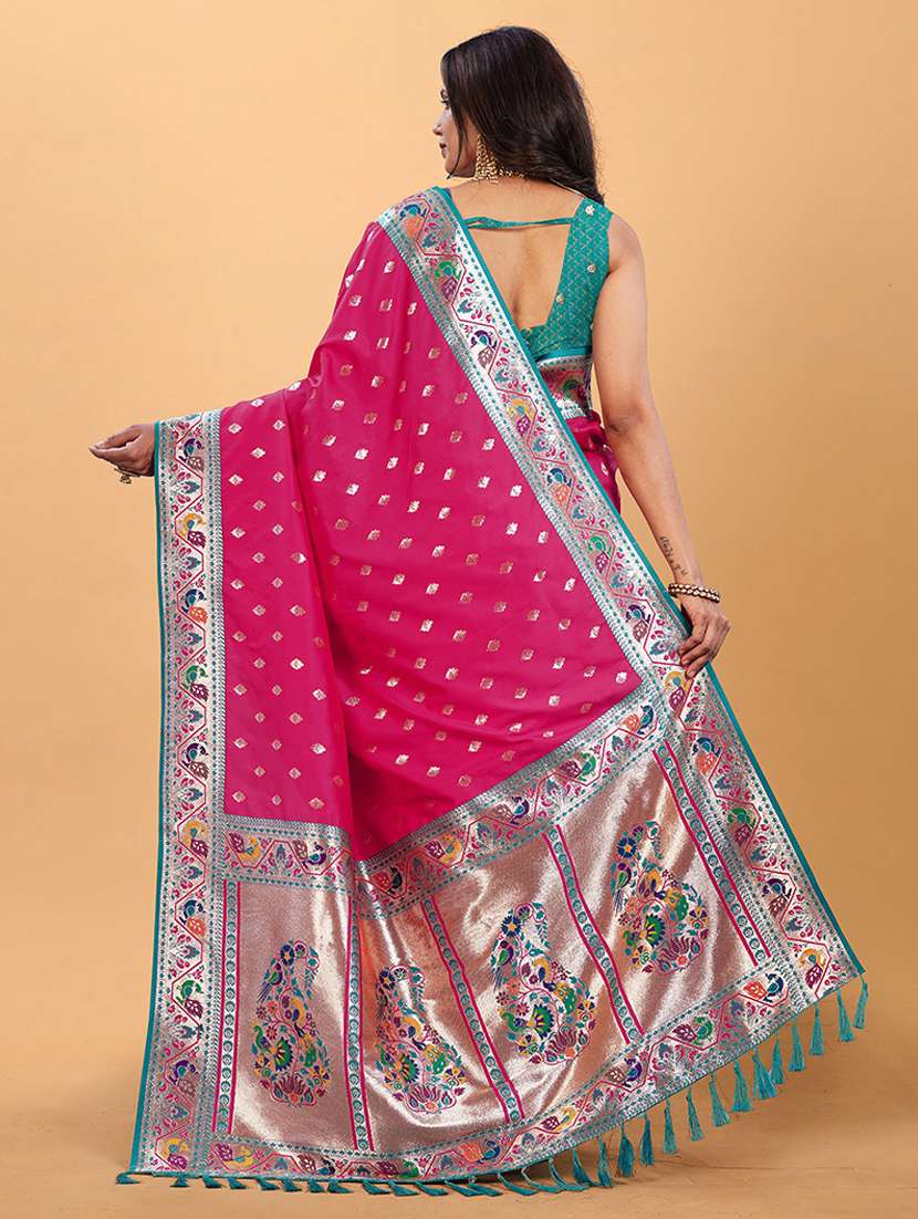 women self design paithani saree with blouse - 22571822 -  Standard Image - 4
