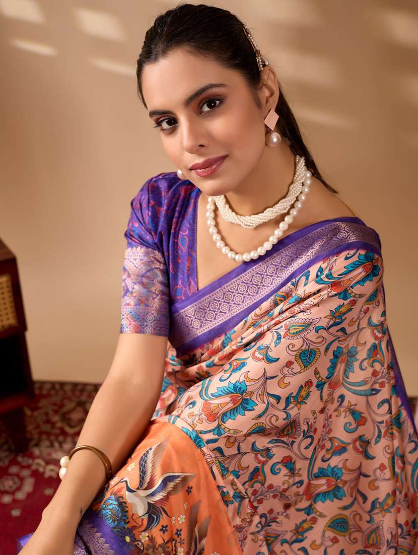 women printed bordered saree with blouse - 22571837 -  Standard Image - 1