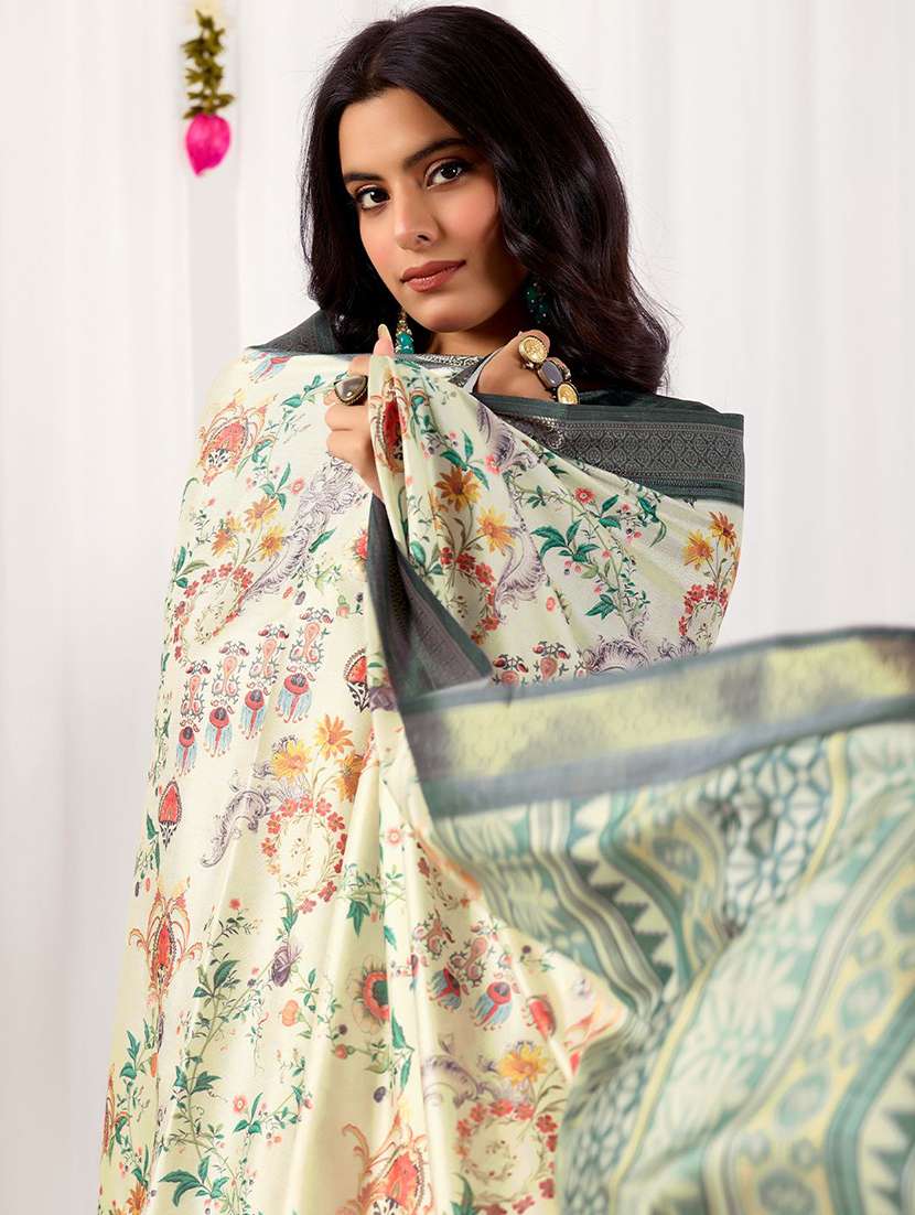 women printed bordered saree with blouse - 22571850 -  Standard Image - 1