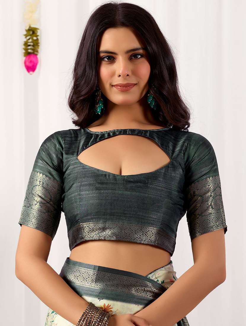women printed bordered saree with blouse - 22571850 -  Standard Image - 4