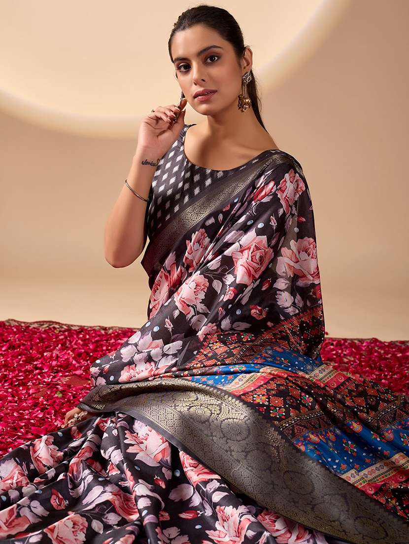 Women Printed Bordered Saree With Blouse - 22571851 -  Standard Image - 1
