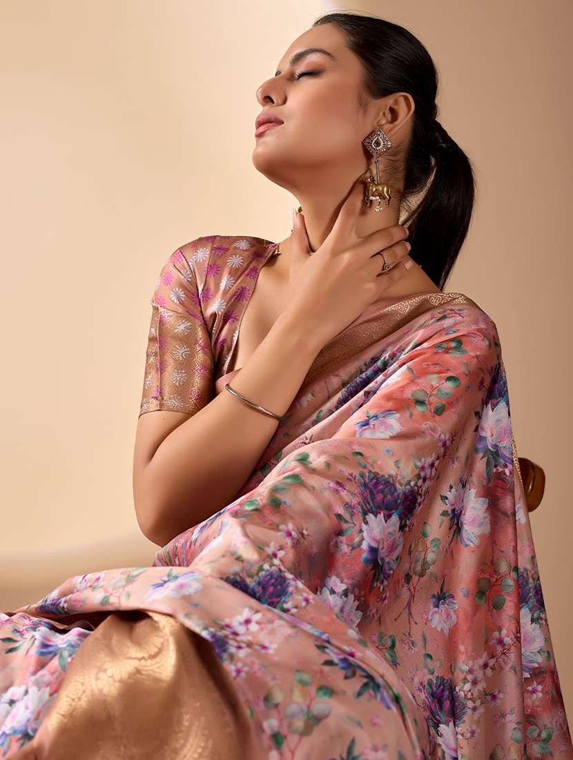 women printed bordered saree with blouse - 22571857 -  Standard Image - 1