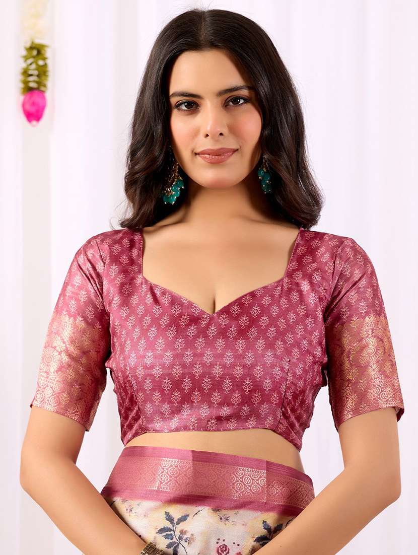 women printed bordered saree with blouse - 22571859 -  Standard Image - 4