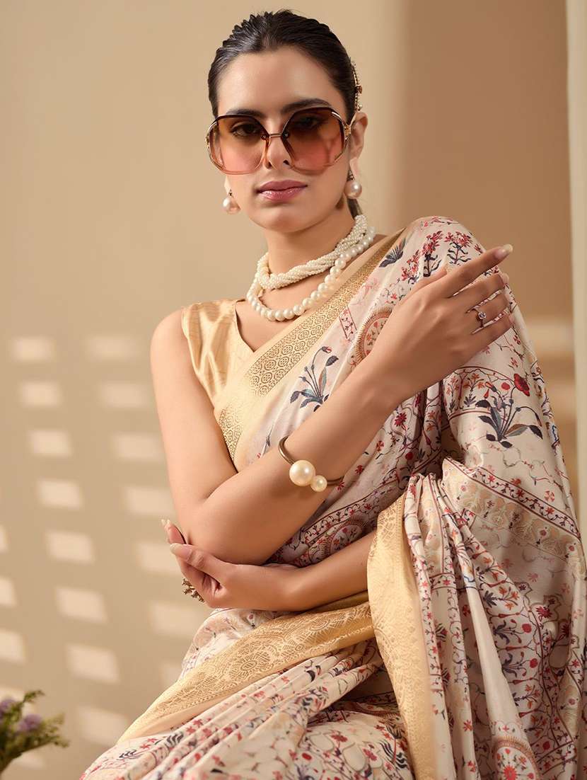 Women Printed Bordered Saree With Blouse - 22571864 -  Standard Image - 1