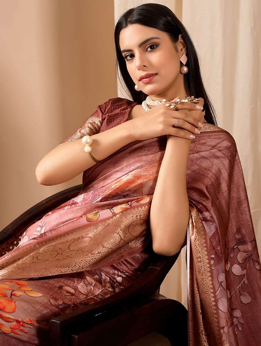 women printed bordered saree with blouse - 22571870 -  Standard Image - 1