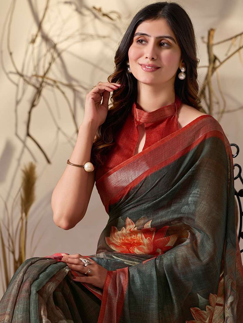 women printed casual wear saree with blouse - 22571879 -  Standard Image - 1
