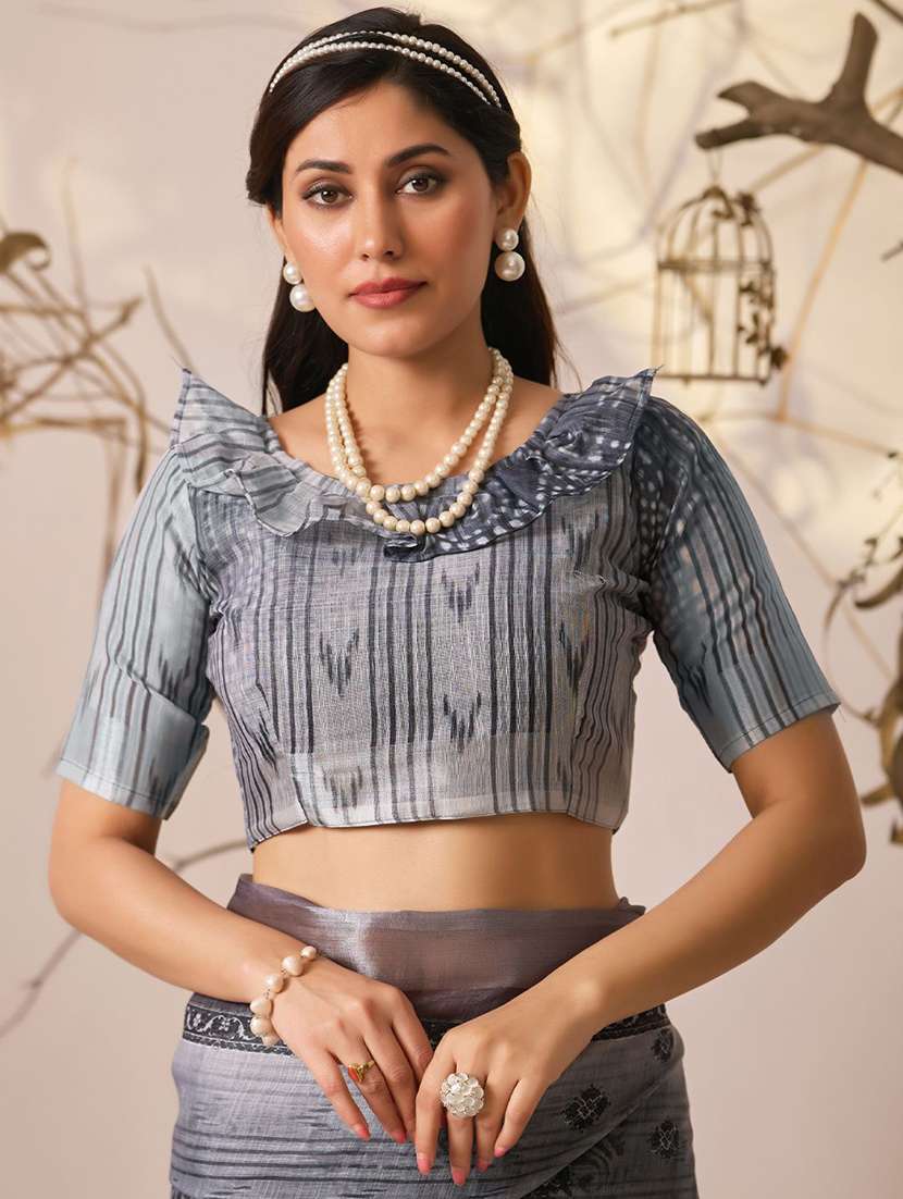 women printed casual wear saree with blouse - 22571888 -  Standard Image - 4