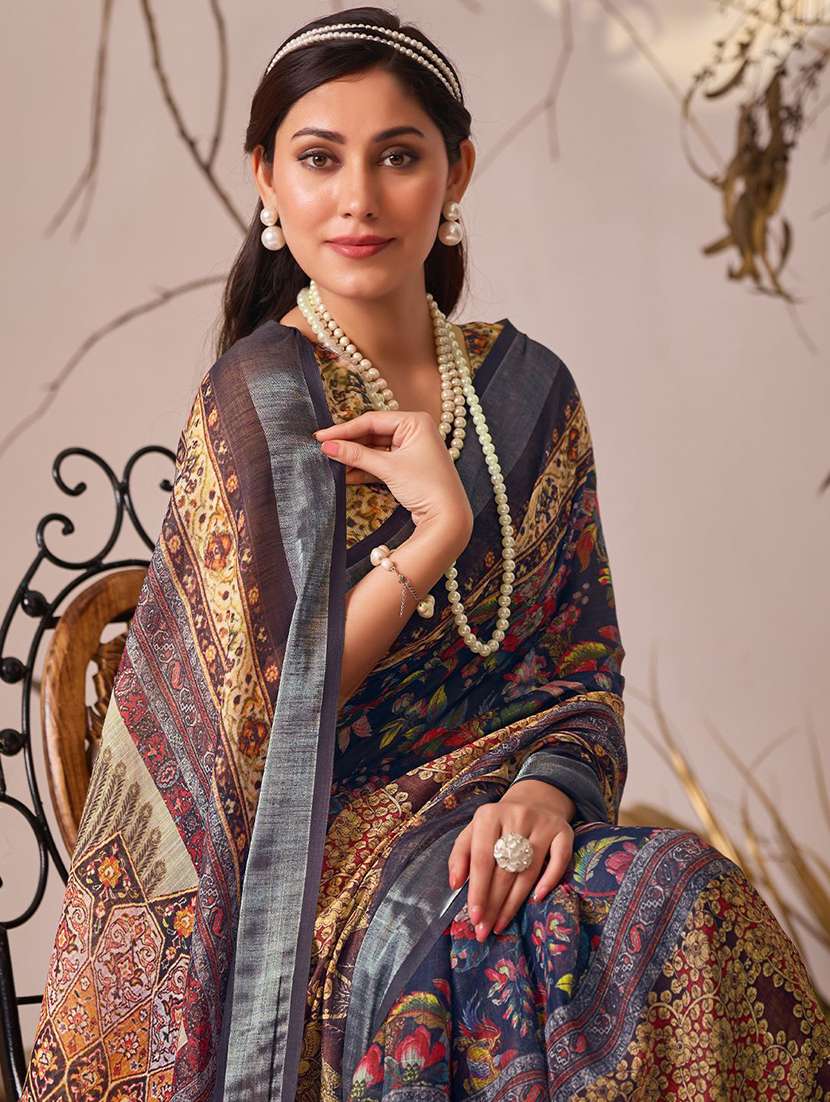 women printed casual wear saree with blouse - 22571892 -  Standard Image - 1