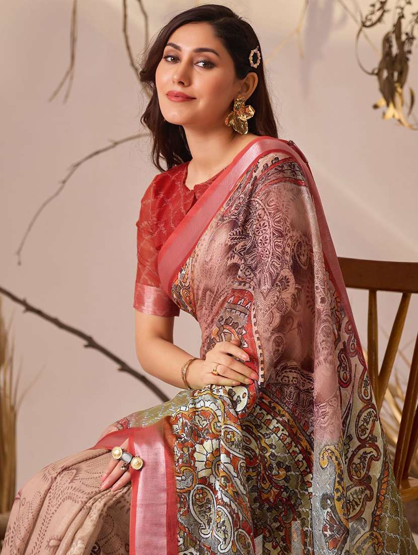 women printed casual wear saree with blouse - 22571897 -  Standard Image - 1