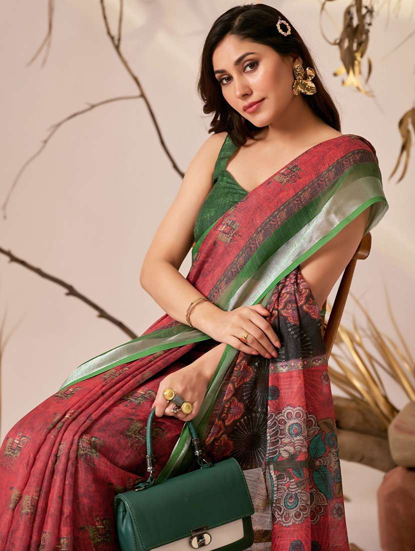 women printed casual wear saree with blouse - 22571898 -  Standard Image - 1