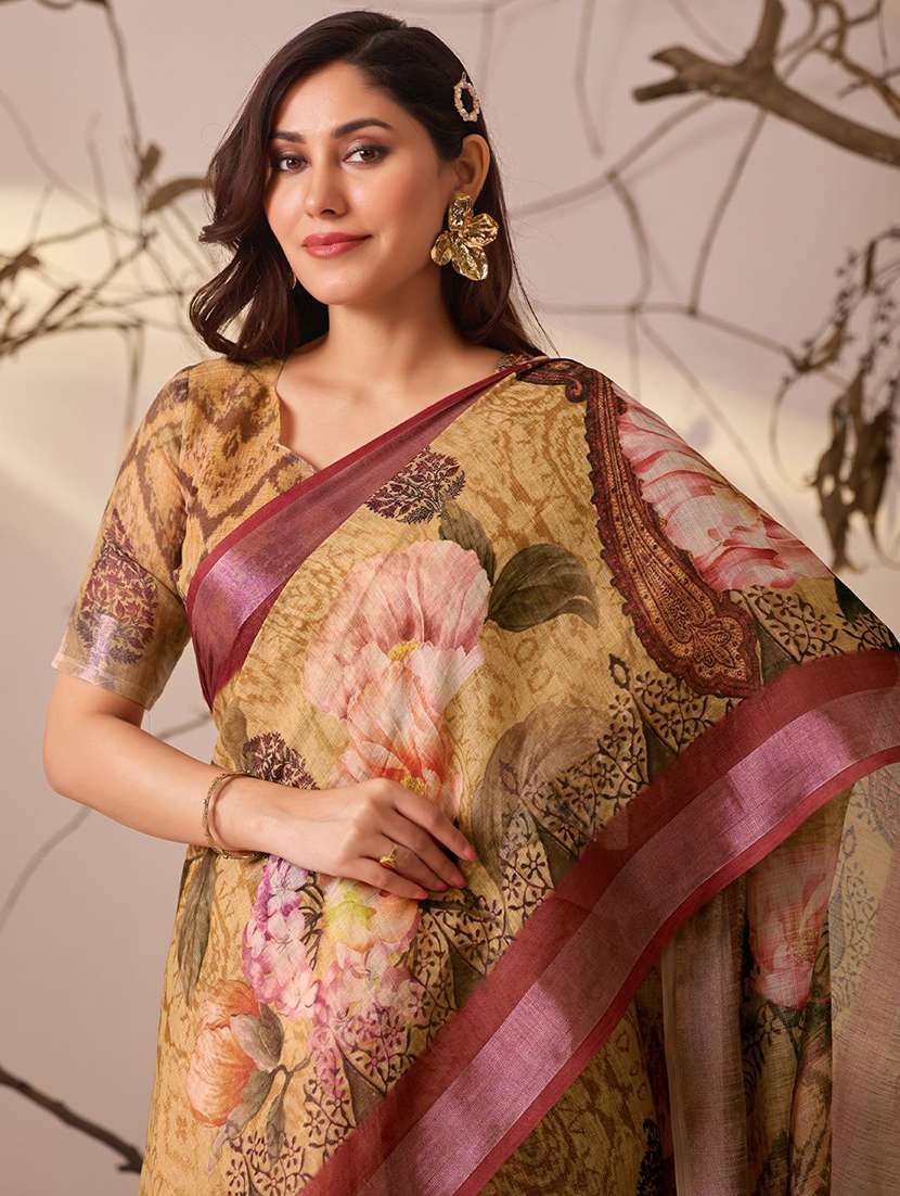women printed casual wear saree with blouse - 22571900 -  Standard Image - 1