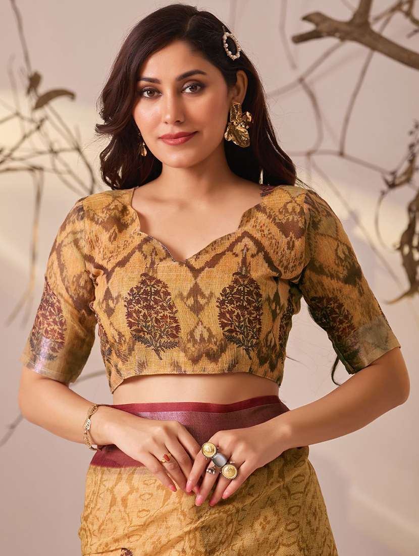 women printed casual wear saree with blouse - 22571900 -  Standard Image - 4