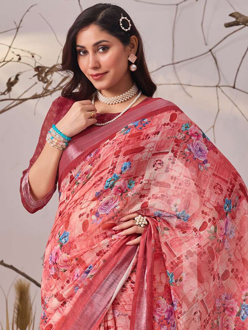 women printed casual wear saree with blouse - 22571902 -  Standard Image - 1