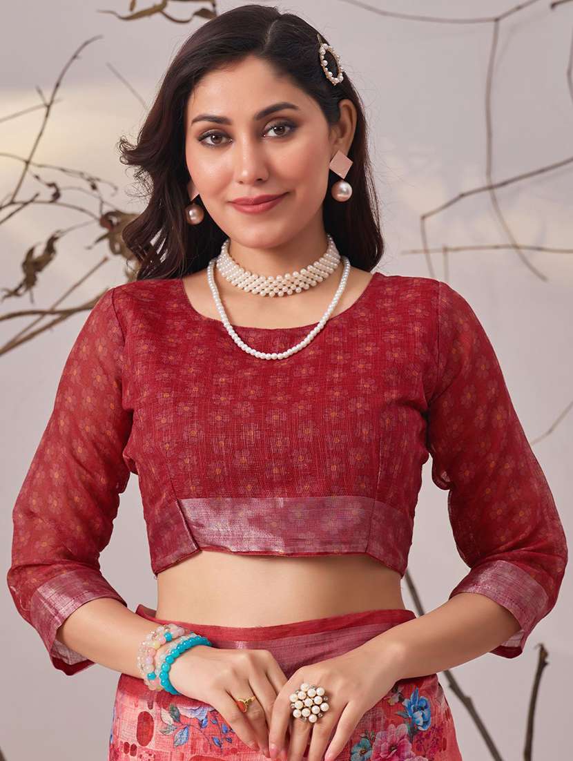 women printed casual wear saree with blouse - 22571902 -  Standard Image - 4