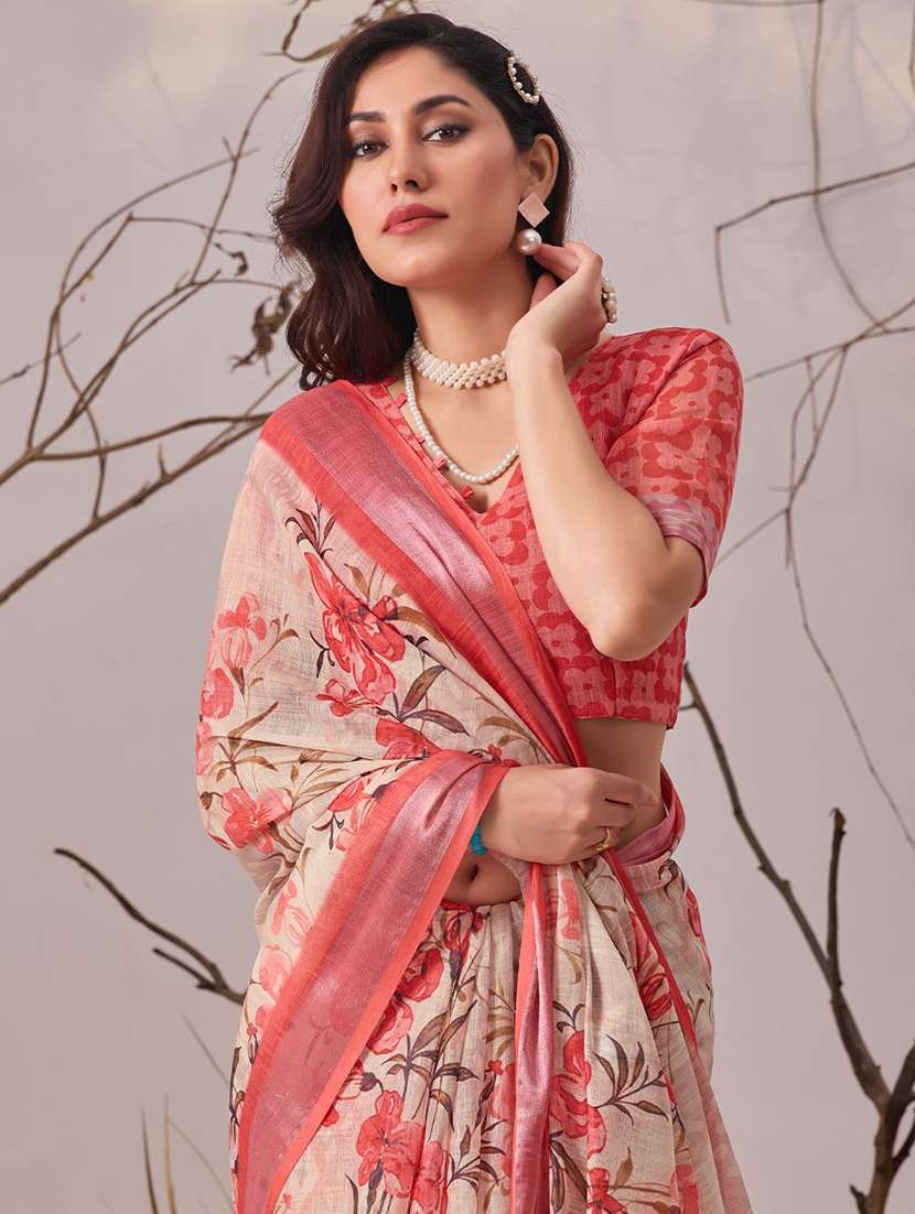 women printed casual wear saree with blouse - 22571903 -  Standard Image - 1