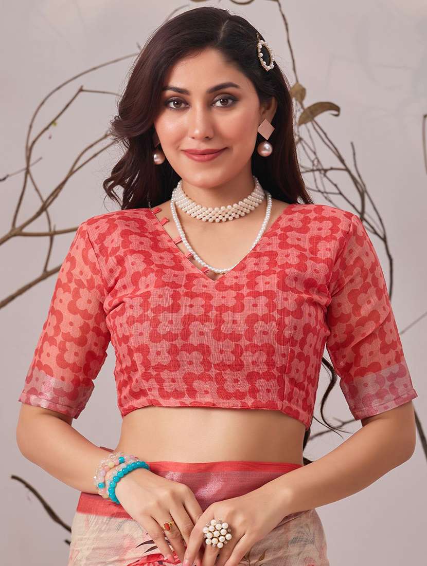 women printed casual wear saree with blouse - 22571903 -  Standard Image - 4
