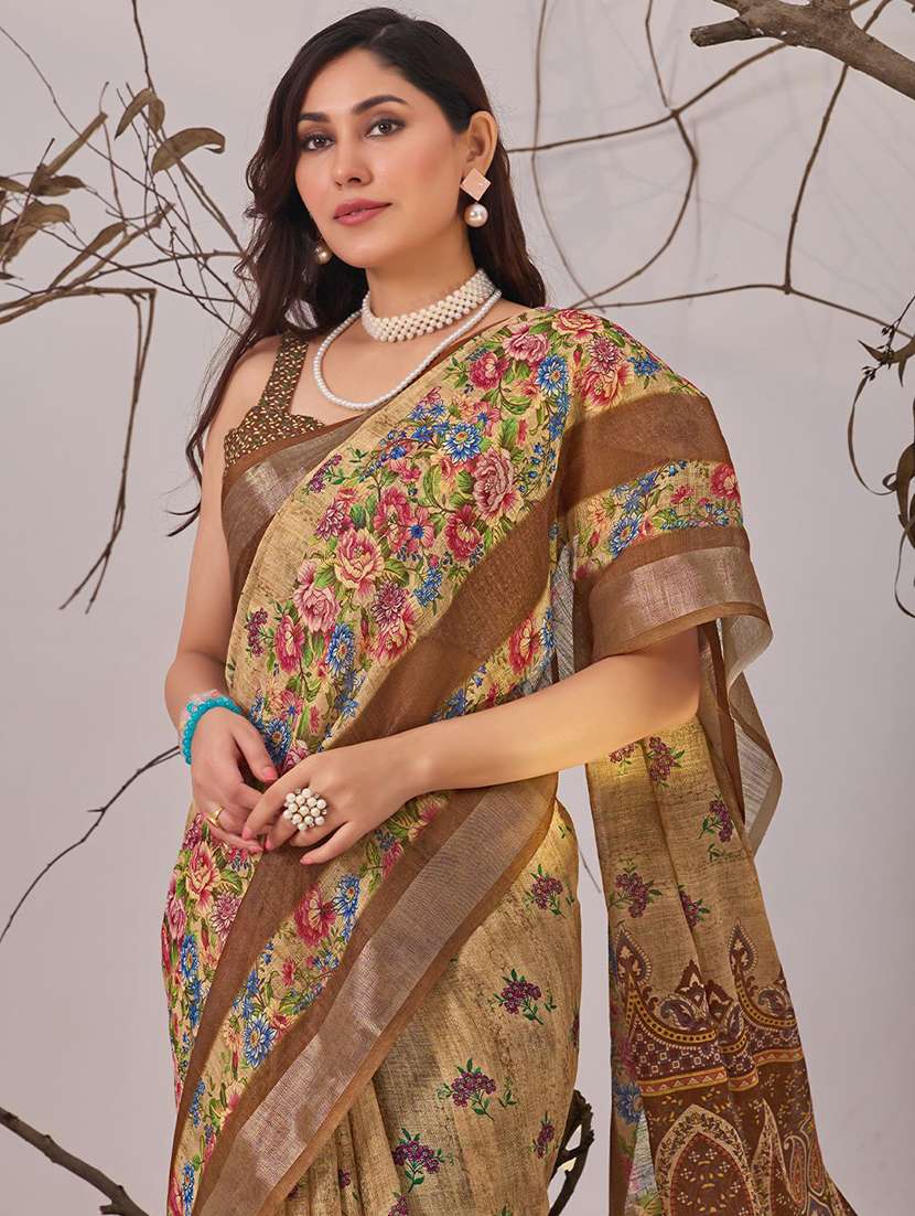 women printed casual wear saree with blouse - 22571905 -  Standard Image - 1