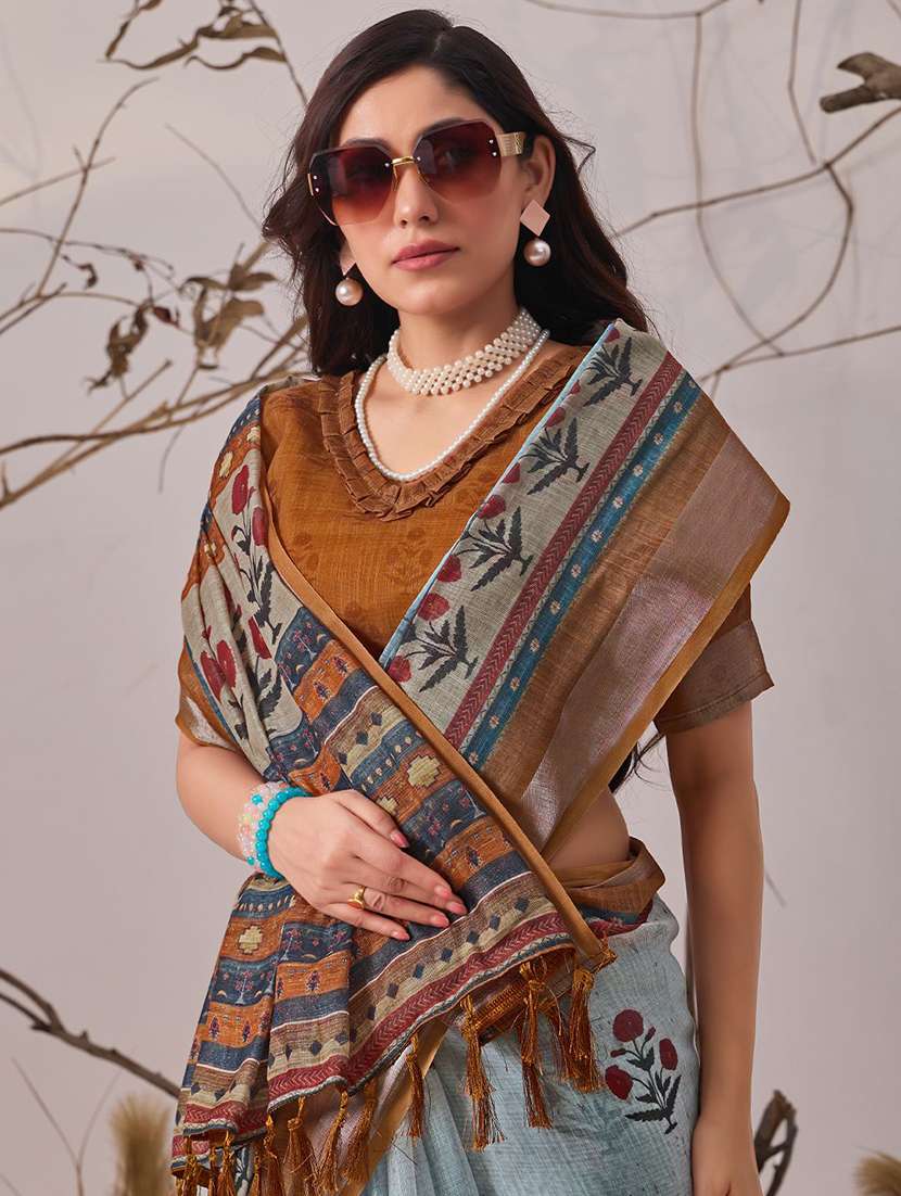 women printed casual wear saree with blouse - 22571906 -  Standard Image - 1