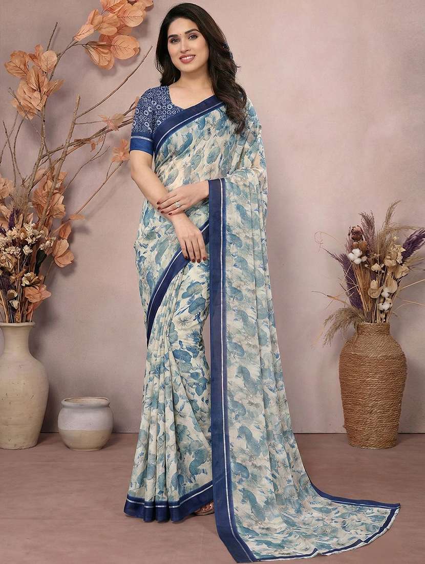 women printed casual wear saree with blouse - 22571910 -  Standard Image - 1