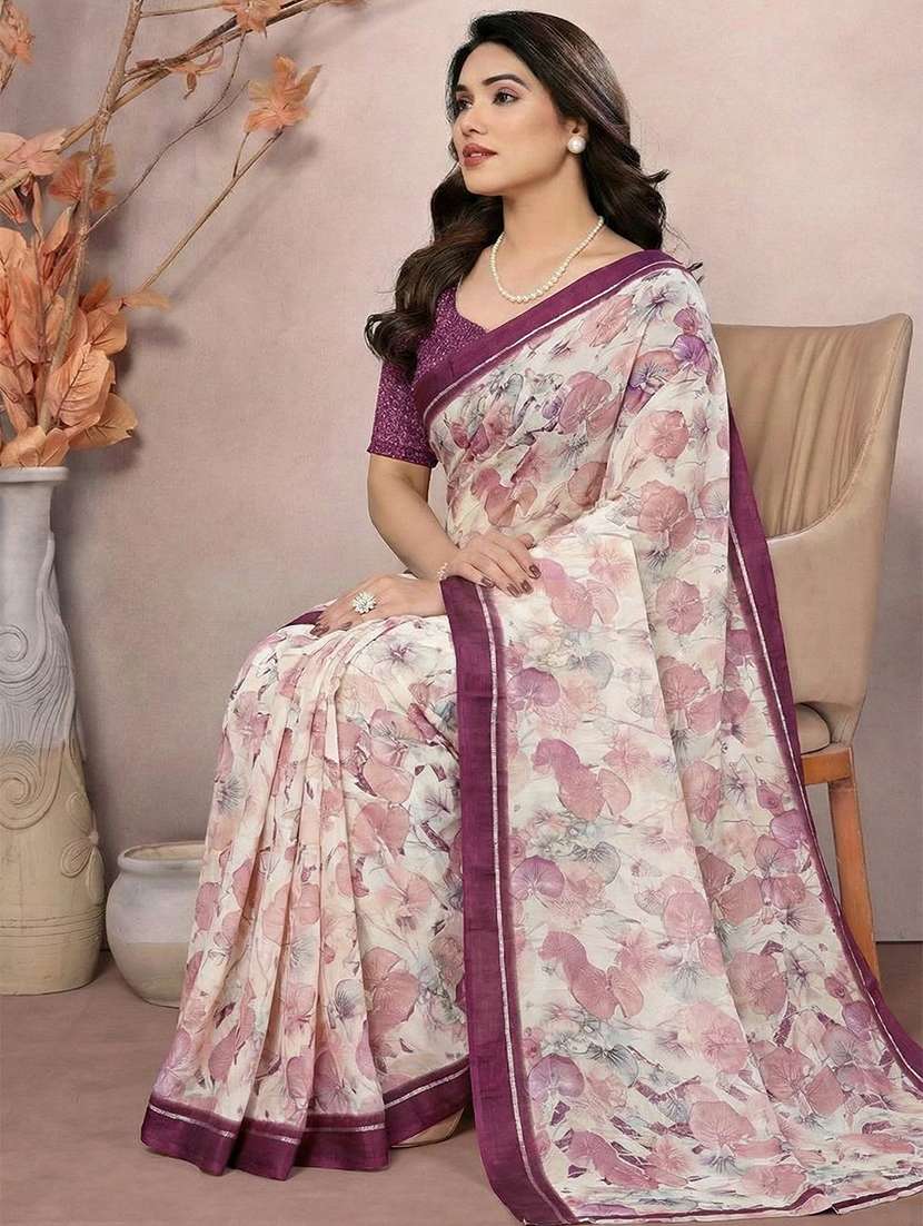 women printed casual wear saree with blouse - 22571912 -  Standard Image - 1