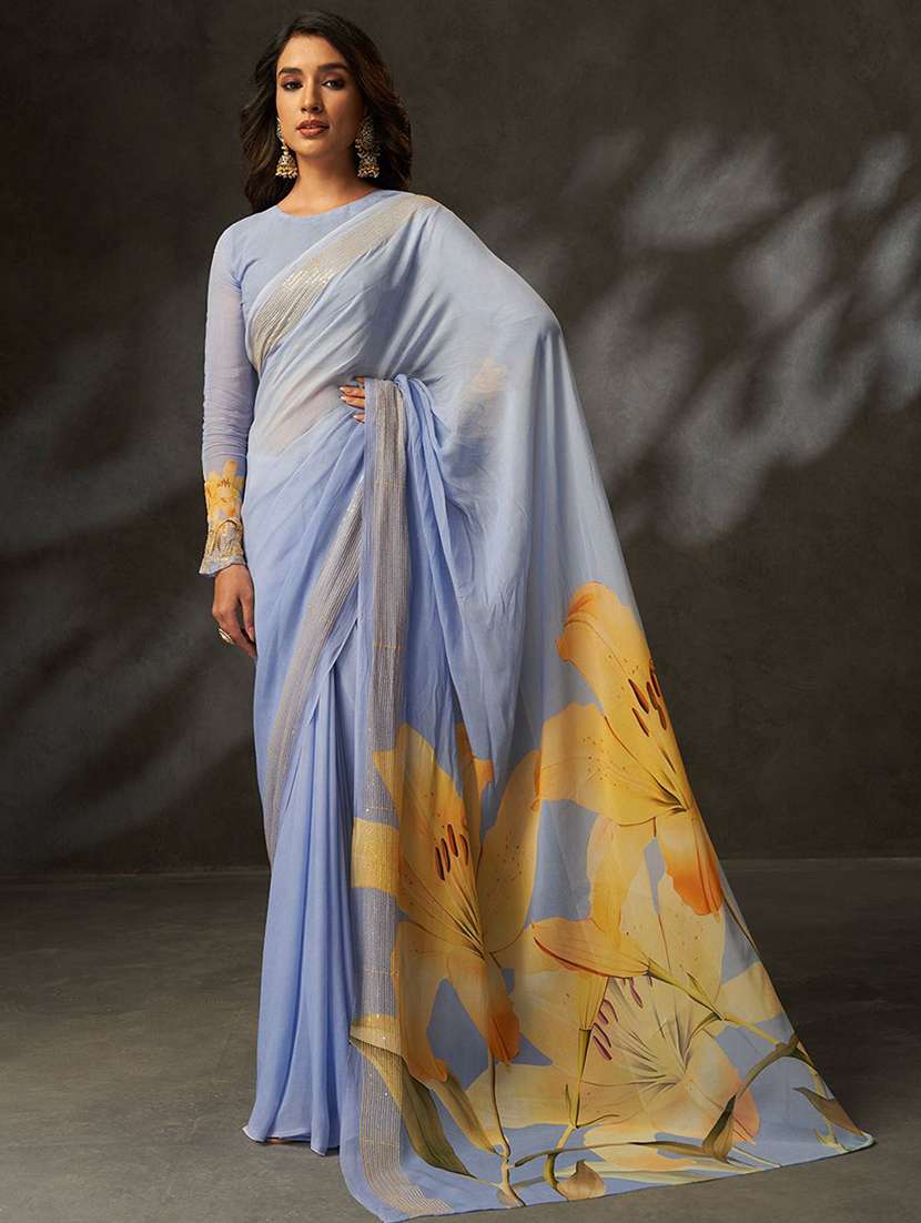 women printed casual wear saree with blouse