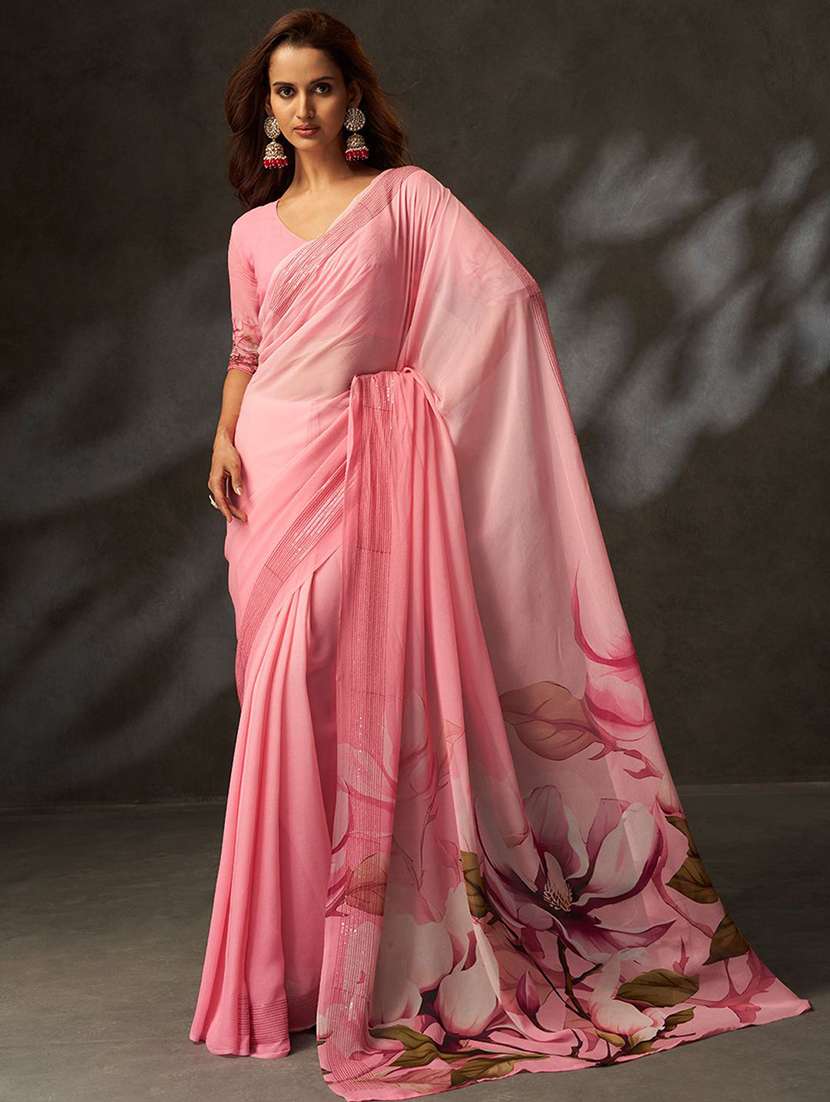 women printed casual wear saree with blouse