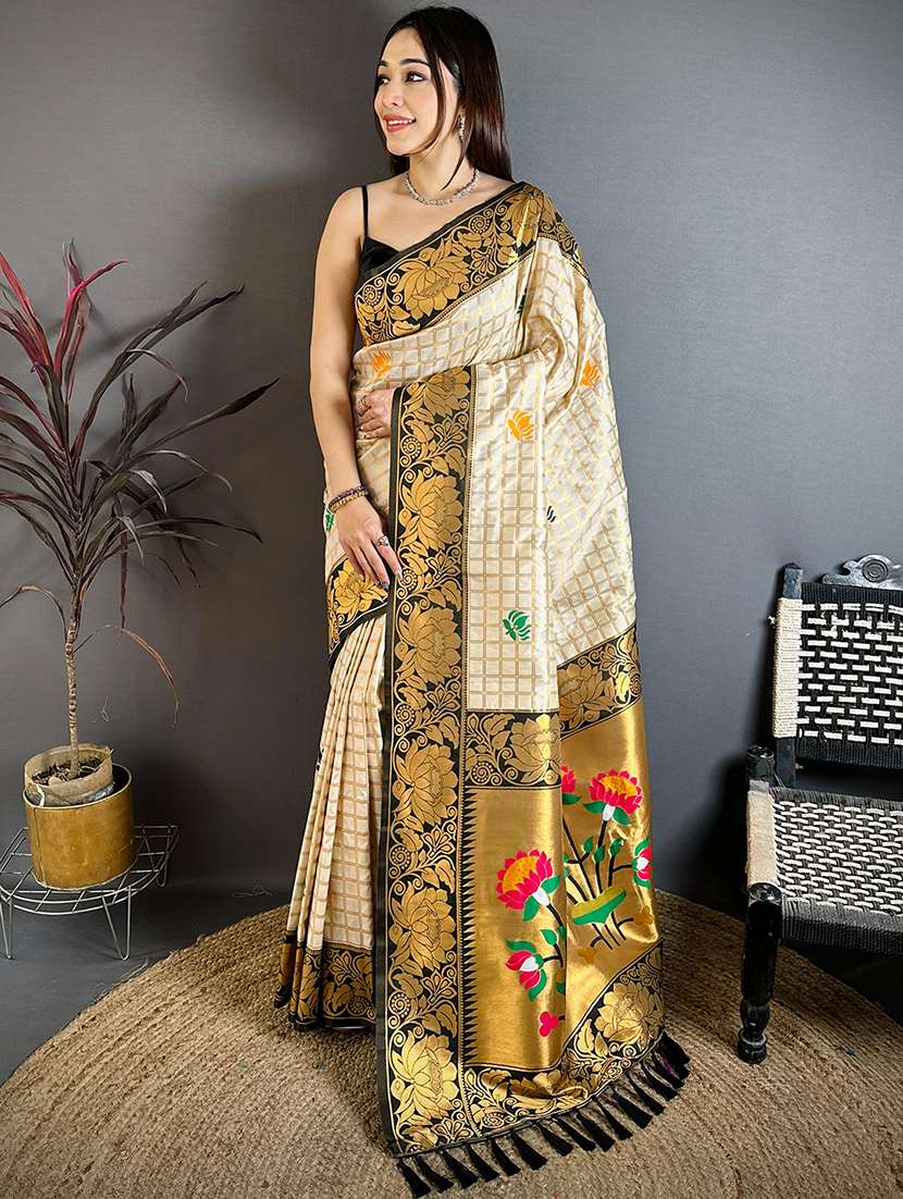 women self design paithani saree with blouse