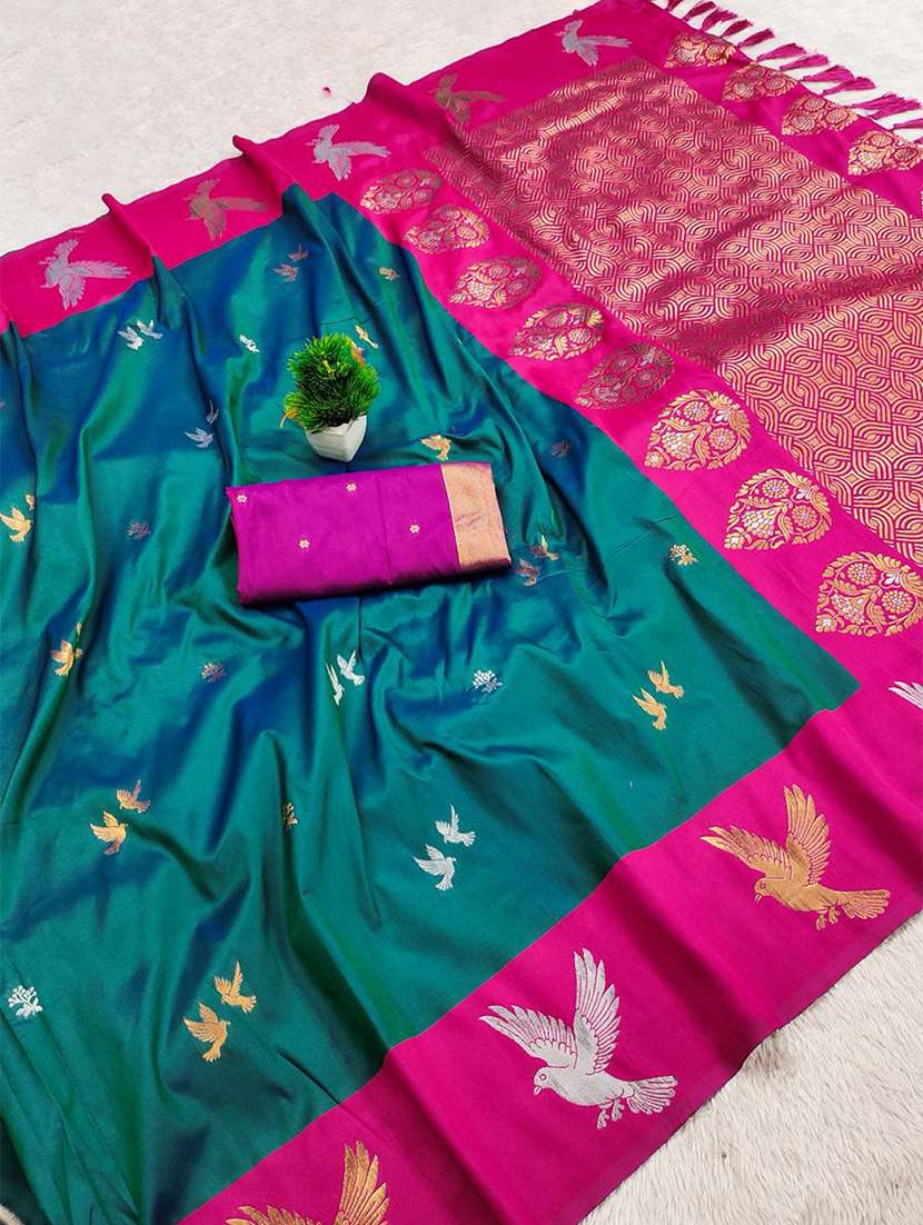 women self design banarasi saree with blouse - 22572040 -  Standard Image - 4