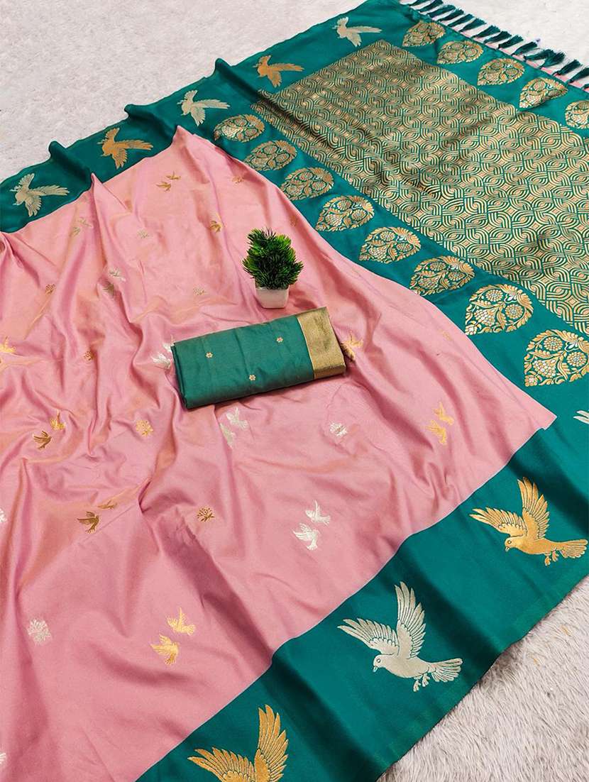 Women Self Design Banarasi Saree With Blouse - 22572047 -  Standard Image - 4
