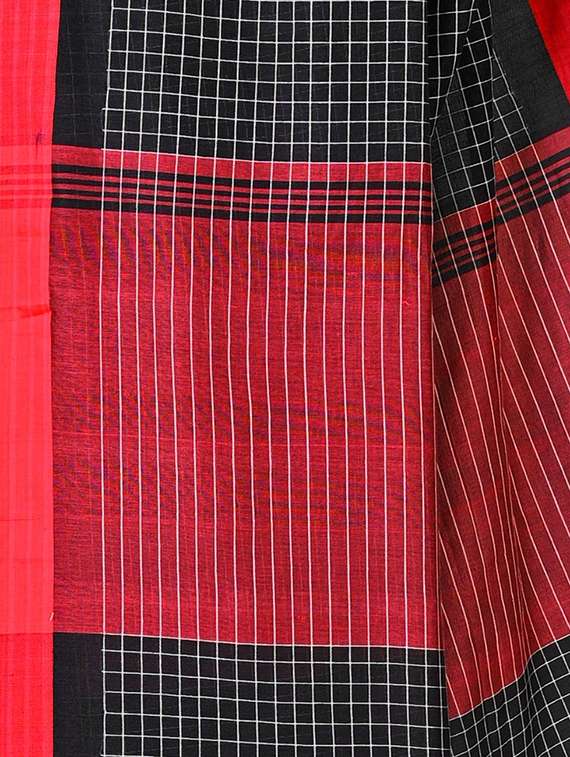women checkered handloom saree with blouse - 22572076 -  Standard Image - 1