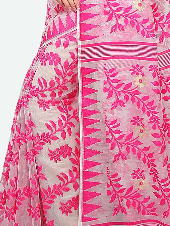 Women Self Design Jamdani Saree With Blouse - 22572092 -  Standard Image - 1
