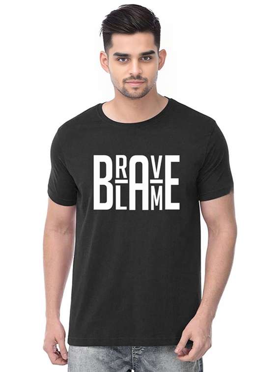 men printed round neck regular fit t-shirt