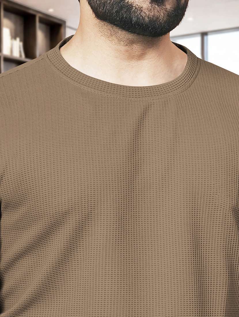 men textured long sleeves regular fit t-shirt - 22572139 -  Standard Image - 1