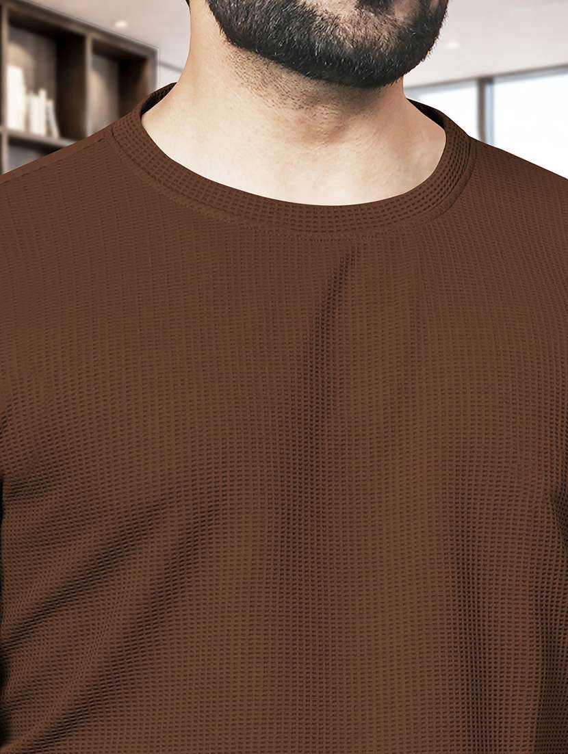 men textured long sleeves regular fit t-shirt - 22572140 -  Standard Image - 1
