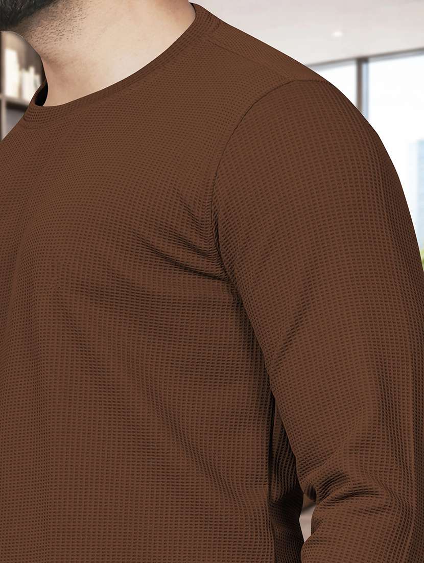men textured long sleeves regular fit t-shirt - 22572140 -  Standard Image - 4