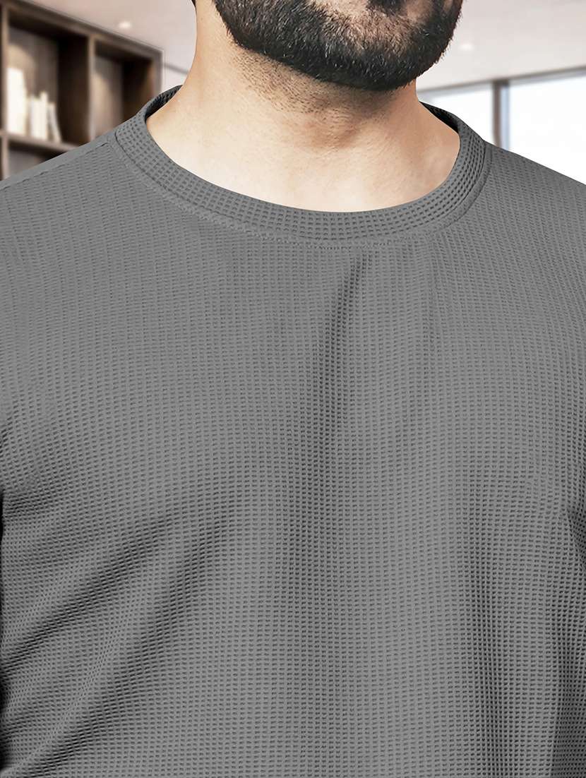 men textured long sleeves regular fit t-shirt - 22572141 -  Standard Image - 1