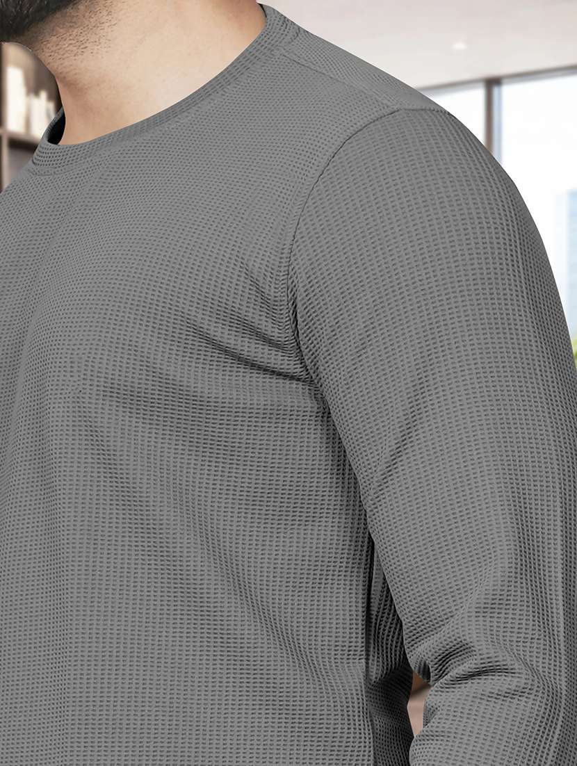 men textured long sleeves regular fit t-shirt - 22572141 -  Standard Image - 4