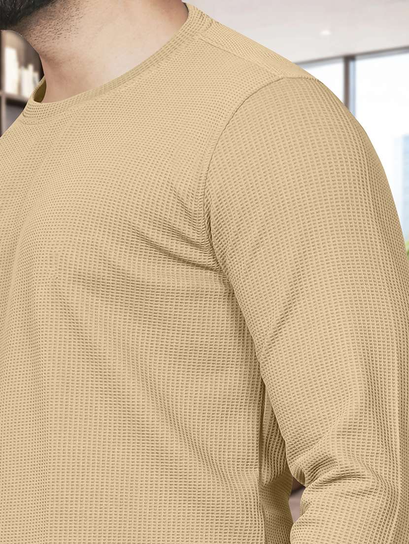 men textured long sleeves regular fit t-shirt - 22572143 -  Standard Image - 4