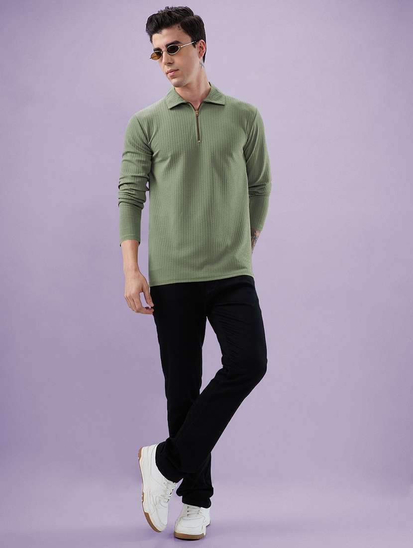 men textured long sleeves polo t-shirt - 22572158 -  Standard Image - 4