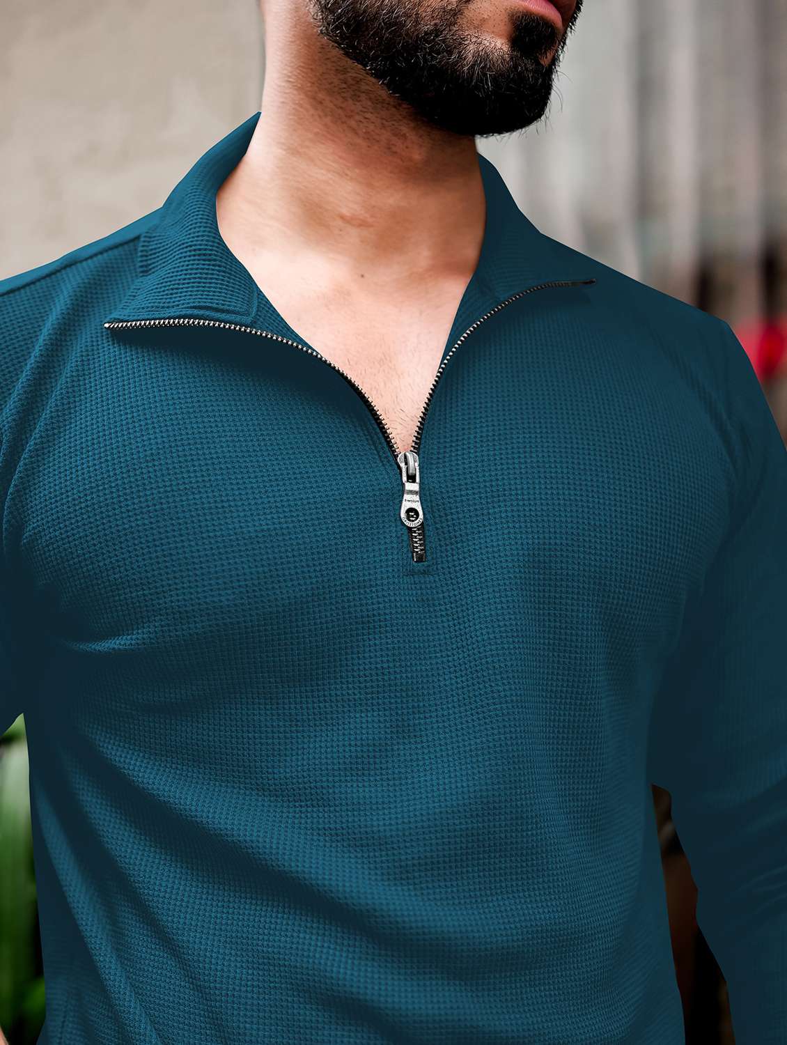 men textured long sleeves polo t-shirt - 22572182 -  Standard Image - 1