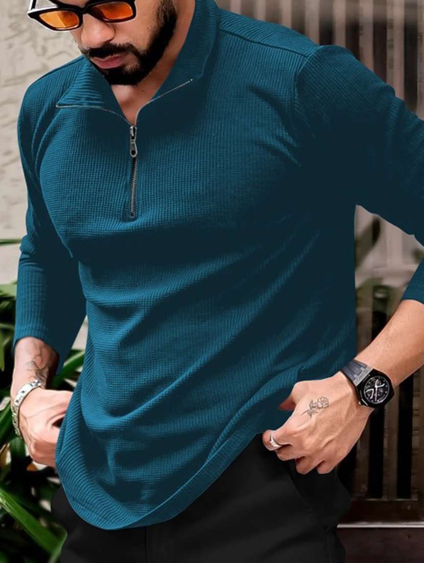 men textured long sleeves polo t-shirt - 22572182 -  Standard Image - 4