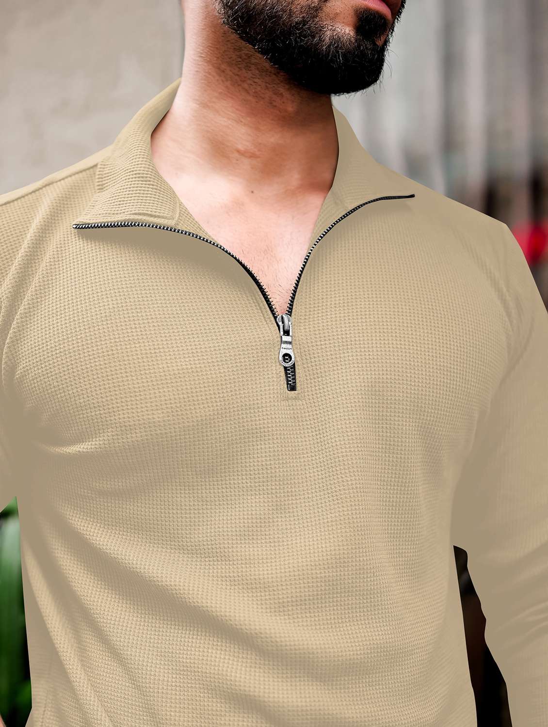 men textured long sleeves polo t-shirt - 22572183 -  Standard Image - 1