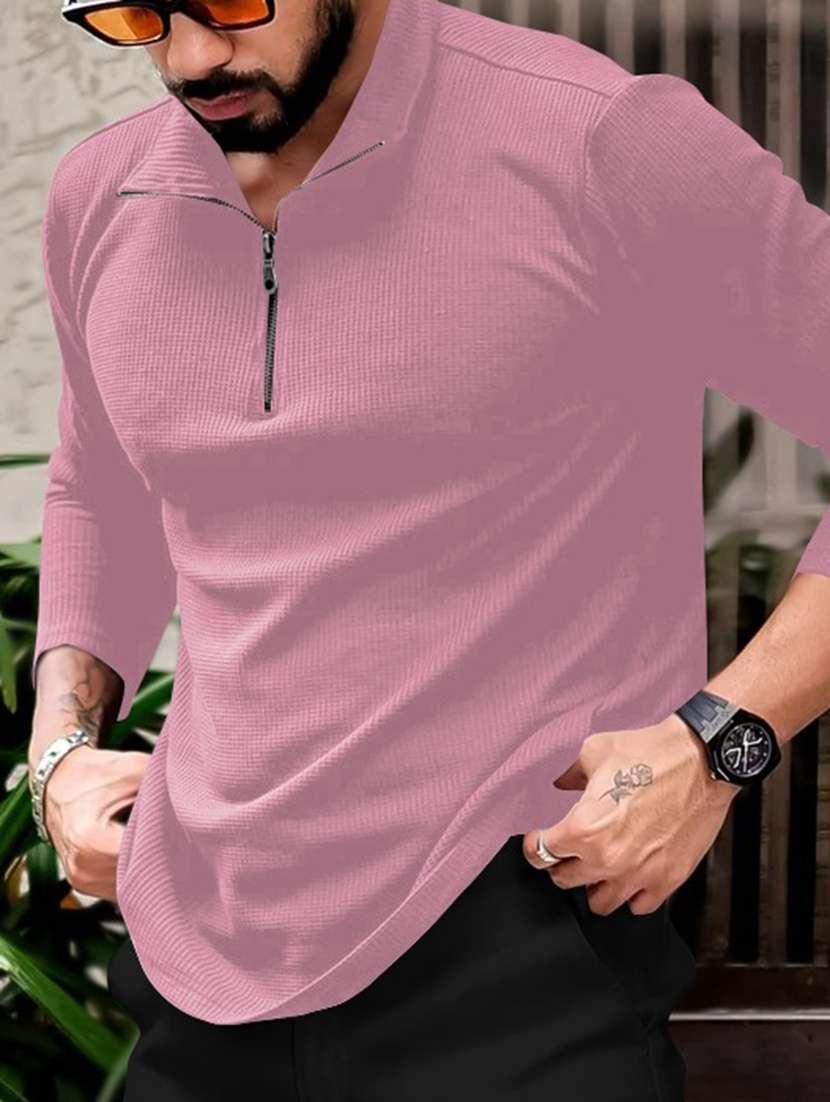 men textured long sleeves polo t-shirt - 22572184 -  Standard Image - 4