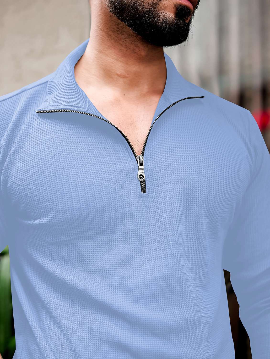 men textured long sleeves polo t-shirt - 22572185 -  Standard Image - 1