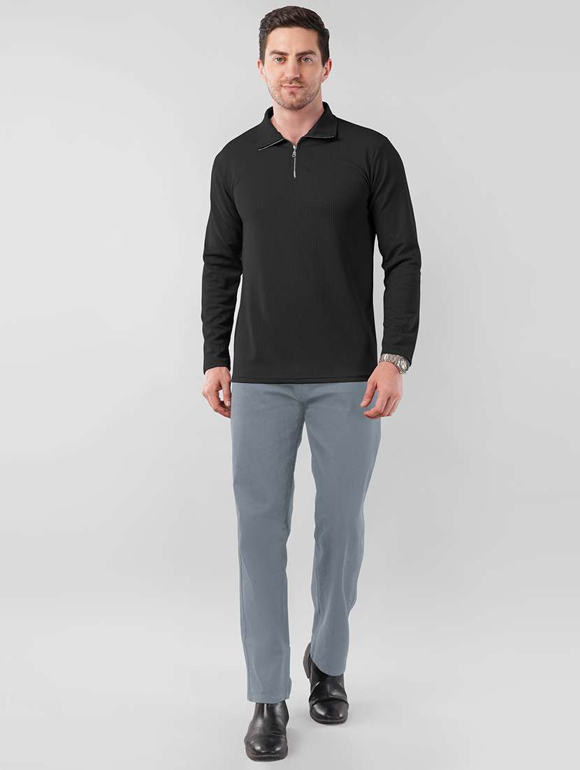 men textured long sleeves polo t-shirt - 22572189 -  Standard Image - 4