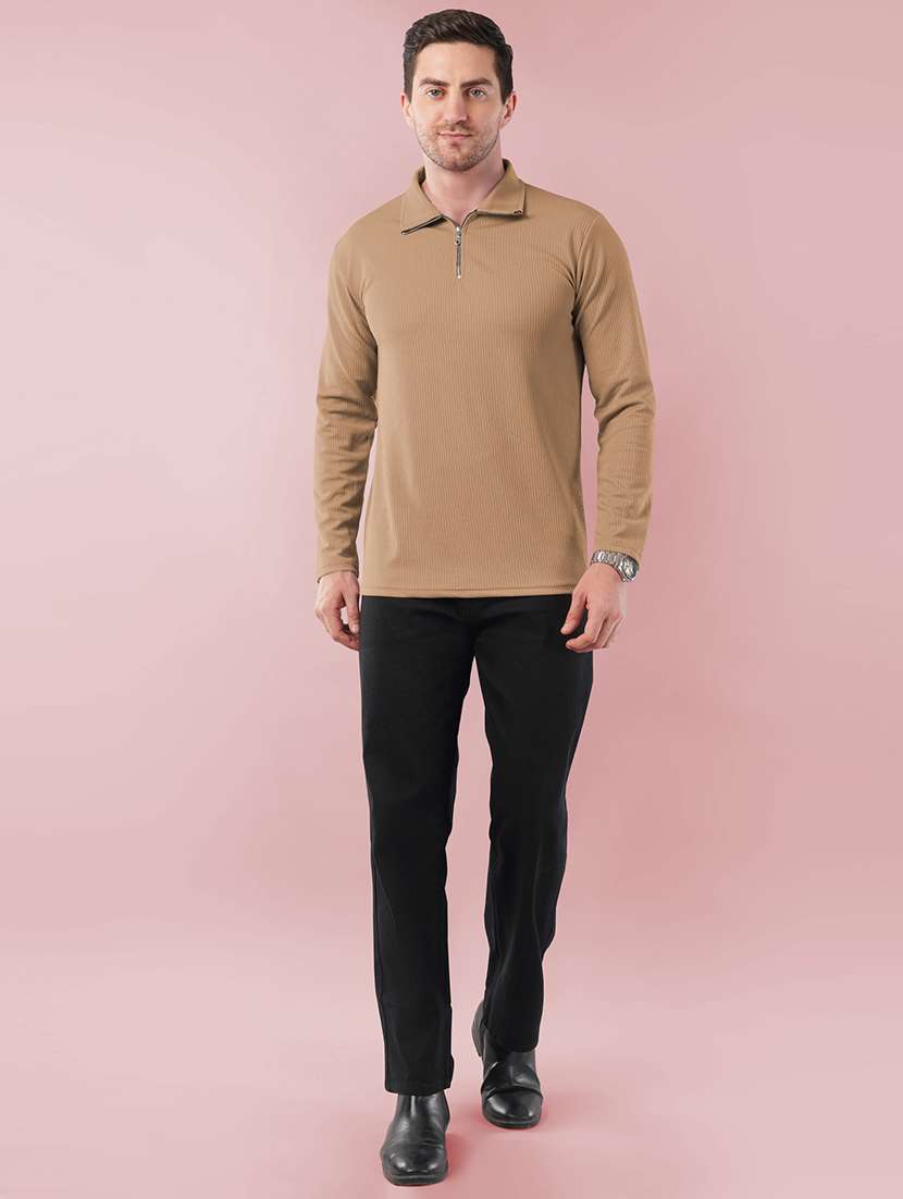 men textured long sleeves polo t-shirt - 22572190 -  Standard Image - 4