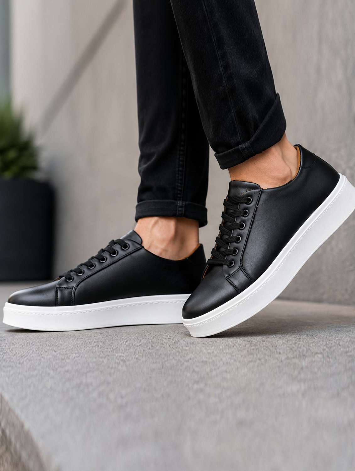 men solid lace up sneakers - 22572202 -  Standard Image - 1
