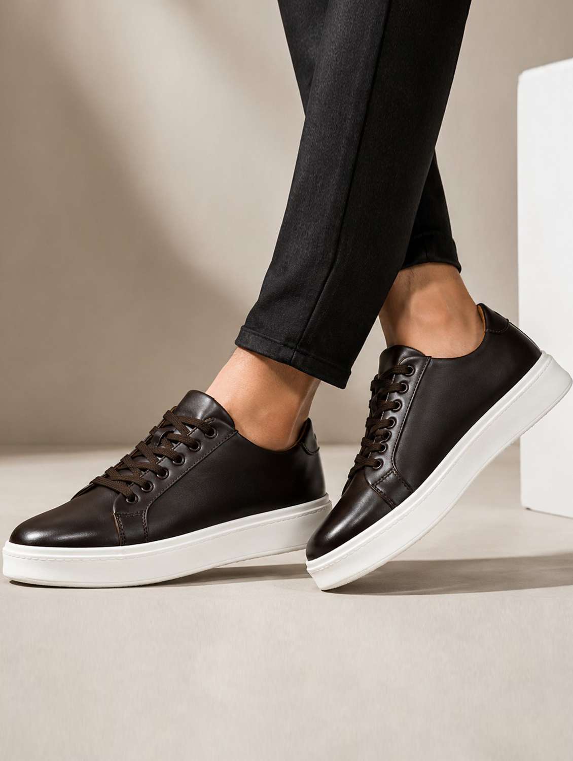 men solid lace up sneakers - 22572203 -  Standard Image - 4